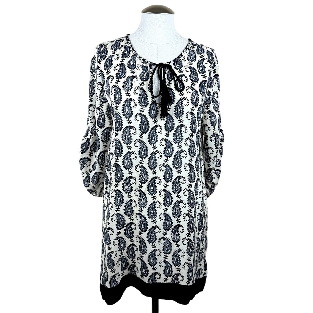 Tolani Women's Silk Paisley Print Tunic Dress Size Small Long Sleeve‎